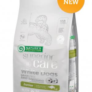 WHITE DOGS GRAIN FREE WHITE FISH JUNIOR SMALL AND MINI BREEDS COMPLETE PET FOOD FOR JUNIOR WHITE-COATED DOGS OF SMALL BREEDS WITH FISH For junior (3 ? 12 months) dogs of small and mini breeds
