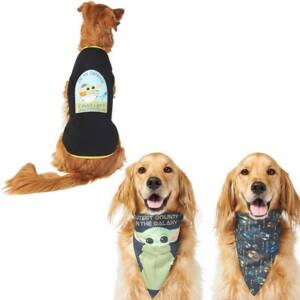 STAR WARS THE MANDALORIAN?S THE CHILD ?Cutest Bounty? Reversible Bandana, X-Small/Small + ?Left Unsupervised? Dog & Cat T-Shirt