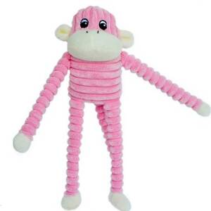 ZippyPaws Spencer Crinkle Monkey Dog Toy, Pink