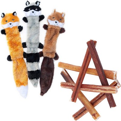 Buy Online ZippyPaws Skinny Peltz No Stuffing Squeaky Plush Toys Bones Chews Bully Stick 6 Dog Treats We Deliver Worldwide