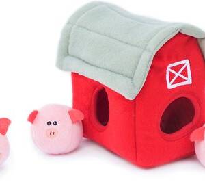 ZippyPaws Zippy Burrow Pig Barn Dog Toy