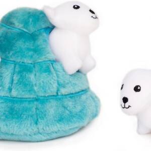 ZippyPaws Zippy Burrow Polar Bear Igloo Dog Toy
