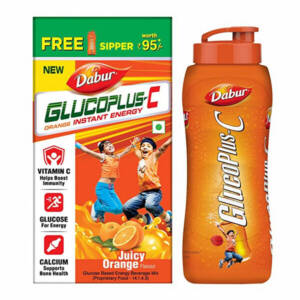 Dabur GlucoPlus-C Orange Flavoured Energy Boost Drink 1kg (with Free Sipper)