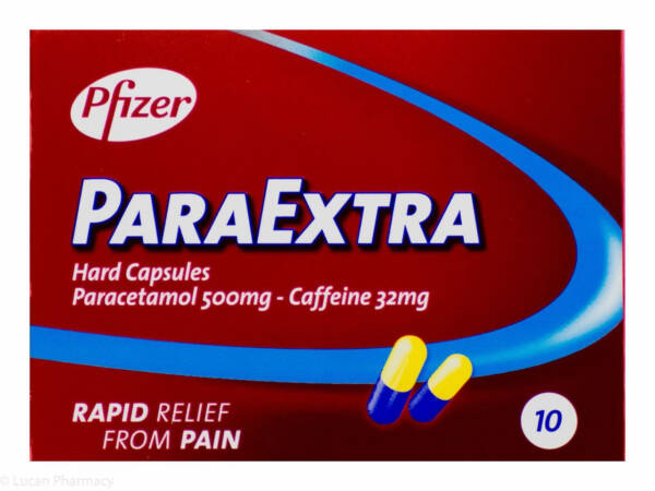 Pfizer ParaExtra Hard Capsules 500mg/32mg (Paracetamol/Caffeine) - 10 Capsules #P