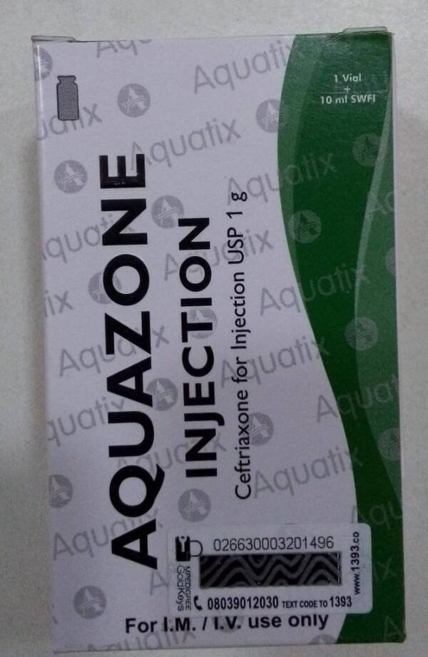 AQUAZONE CEFTRIAZONE 1G INJECTION