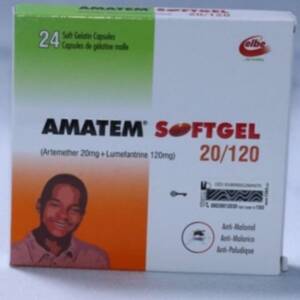 Amatem Forte softgel (Artemether/Lumefantrine) 20mg/120mg x 24