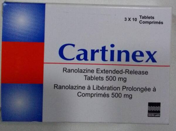 CARTINEX RANOLAZINE ER 500MG X 30 TABS