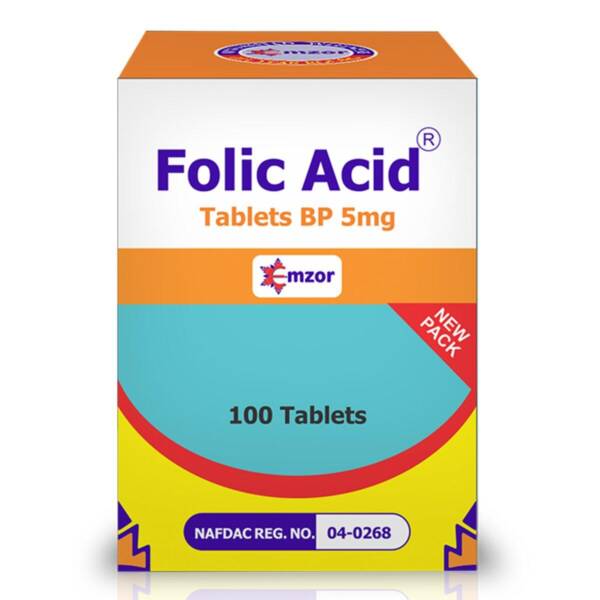 Emzor Folic Acid 5mg X 100 tablets