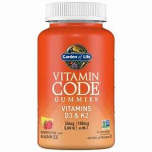GARDEN OF LIFE VITAMIN CODE GUMMIES VITAMINS D3 & K2 RASBERRY LEMON 45 GUMMIES