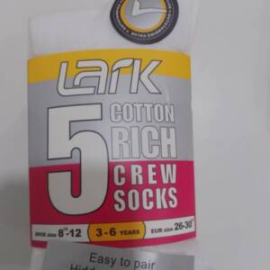 LARK 5 COTTON RICH CREW SOCKS 8-12