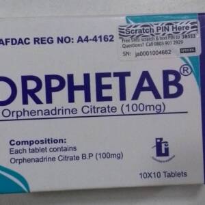 ORPHETAB ORPHENADRINE 100MG X 100 TABS
