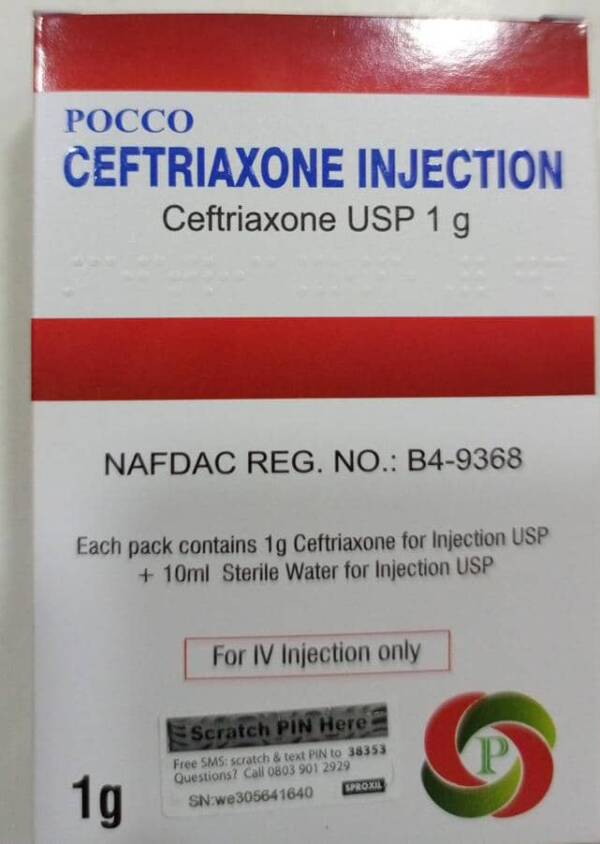 POCCO CEFTRIAXONE 1G IV INJECTION