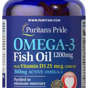 PURITAN''S PRIDE OMEGA 3 FISH OIL 1200MG PLUS VITAMIN D3 (1000IU) *90