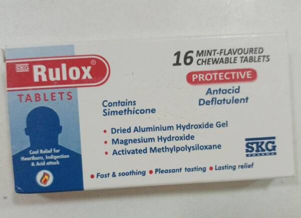 SKG RULOX ANTACID X 16 MINT CHEW TABS