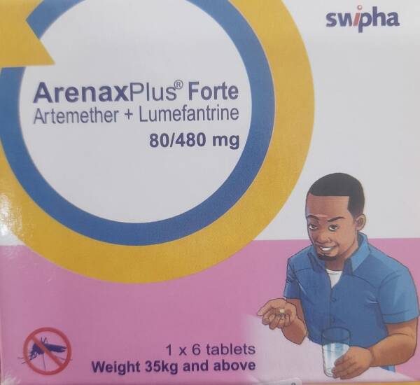 SWIPHA ARENAXPLUS FORTE ARTEMETHER + LUMEFANTRINE 80/480 MG 1X 6 TABLETS