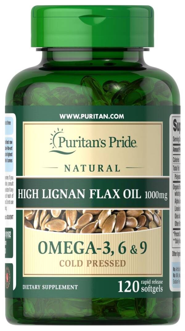 Puritan?s Pride High Lignan Flax Oil 1000mg x120softgels