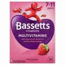 Bassetts Multivitamins Raspberry Flavour Soft & Chewies 7-11 Years X7