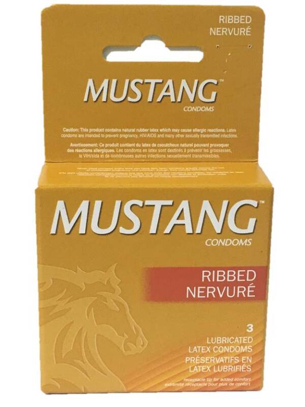 Mustang ribbed condoms 3s