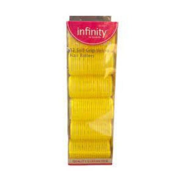 Infinity Yellow Self Grip Velcro Hair Rollers - 12 pack
