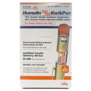 Humulin 70/30 KwikPen insulin pen 100 u/ml, 1Box (3ml X 5) Prefilled Pen