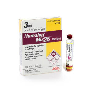 Humalog Mix 25 Insulin Cartridges 100u/ml, 1Box (3ml X 5)