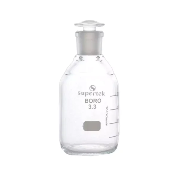 Supertek 1000 ml Graduated Clear Heavy Duty Reagent Bottle With Interchangeable Flat Head Glass Stopper, 12.180.1000
