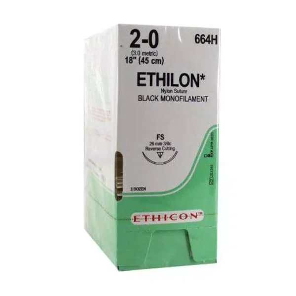Ethicon NW3321 Ethilon 3-0 Black 16 mm Monofilament Suture Size 70 cm (Pack of 12)
