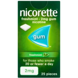 NICOTINE GUM 2MG FRESHMINT FLAVOUR (NICORETTE) 25S