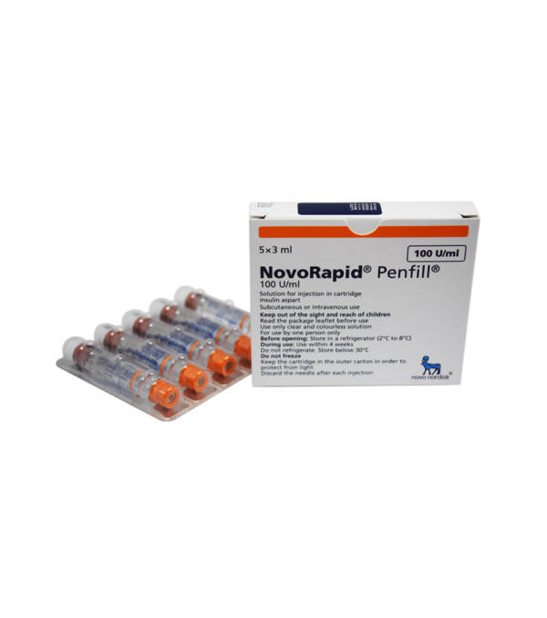 Novorapid Penfill 100 IU Injection, 1Box 3ml X 5 Cartridges