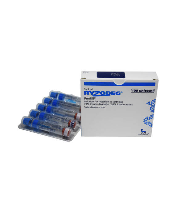 Ryzodeg Penfill Box (3ml x 5 Cartridge) | Long-acting and a rapid-acting insulin cartridge