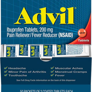 Advil Ibuprofen Packets, 2 Tablets Per Packet, Box Of 50 Packets