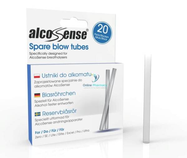 AlcoSense Spare Blow Tubes - 20 Pack