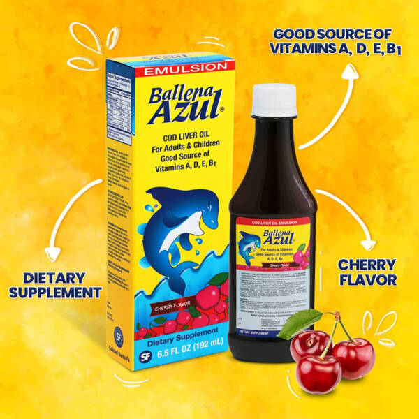 Ballena Azul COD Liver Oil for Adults and Children (Cherry)