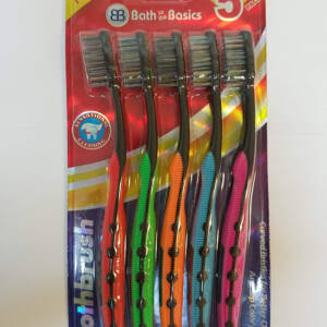 Basic Charcoal Black Medium Toothbrush Sensational Cleaning Curved Bristles For Better Cleaning Anti-Slip Color Handle (5 count, charcoal black)