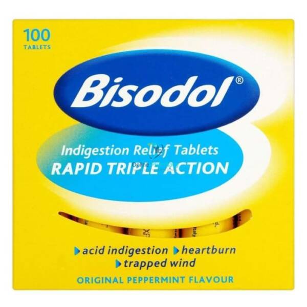 Bisodol Antacid Chewable Tablets - 100 Tablets
