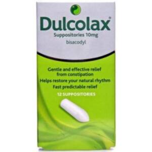 DULCOLAX BISACODYL SUPPOSITORIES 10MG 12S