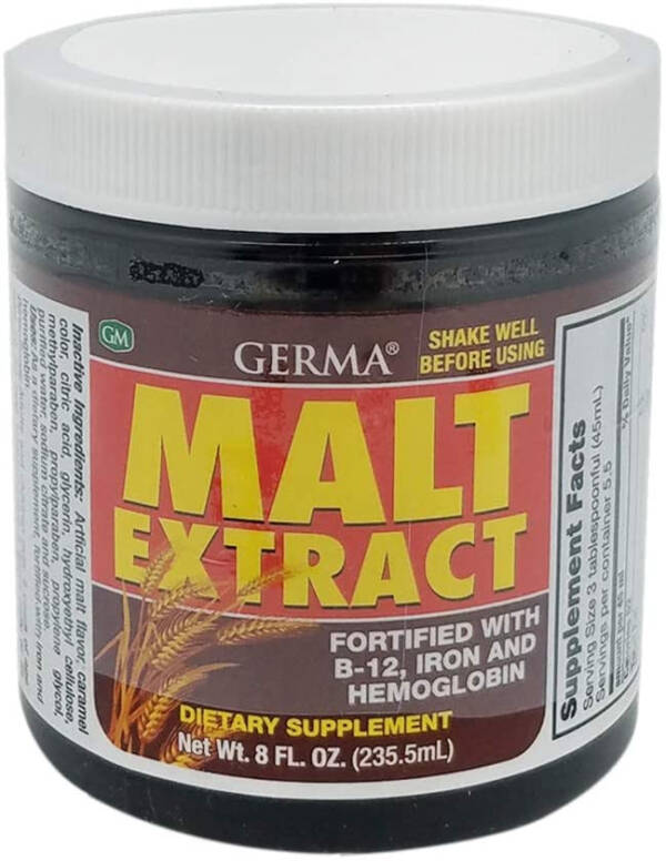 Extracto de malta de germa con vitaminas reforzadas con B-12, 8 oz.