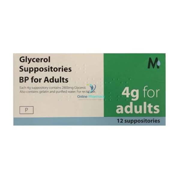 Glycerol 4g Suppositories For Adults - 12 Pack