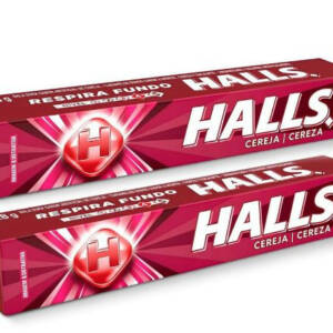 Halls Cherry / Cereja / Cereza Throat Drops, Two Packs of 10 Drops, Soothing Relief (20 Total Drops)