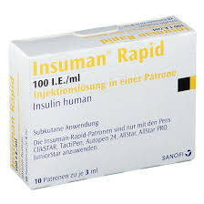 INSULIN (INSUMAN RAPID) 100IU/ML INJECTION 3ML