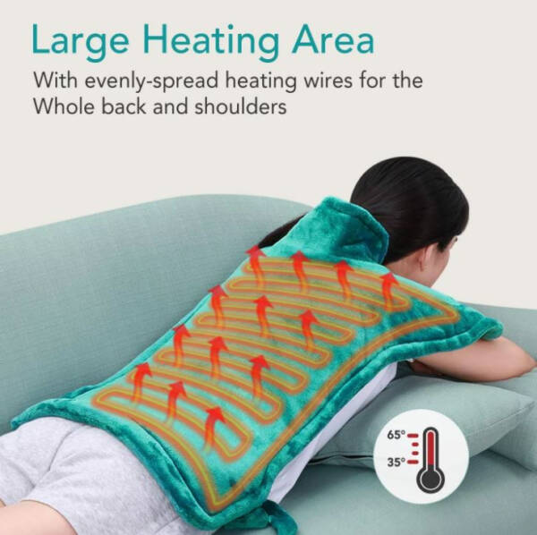 Large Heating Pad Heat Wrap for Back Pain, Neck and Shoulder, 24"x33" with Fast Heating, 5 Heat Settings, Auto-off - Green
