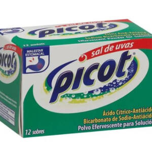 Picot Sal De Uvas, Effervescent Powder Solution, Relieves Heartburn, over-the-Counter Antacid, 12 Count