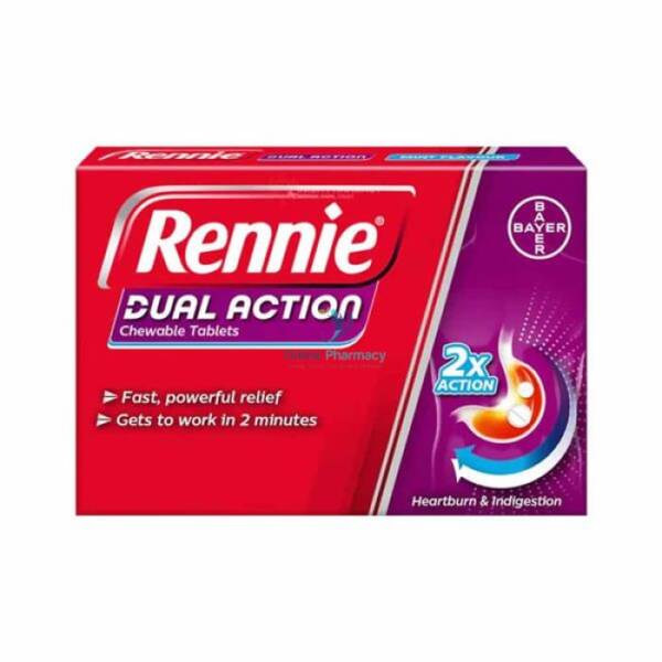 Rennie Dual Action Chewable Tablets - 24 Pack