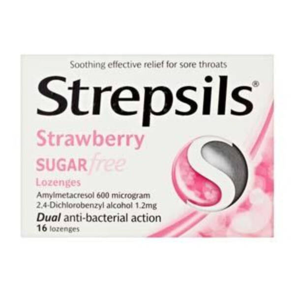Strepsils Strawberry Sugar Free Lozenges 16 Pack
