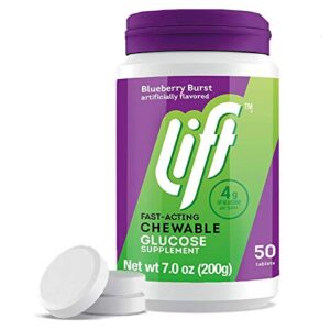 Lift | Fast-Acting Glucose Chewable Energy Tablets | Blueberry | 50 ct Jar (Pack of 1)