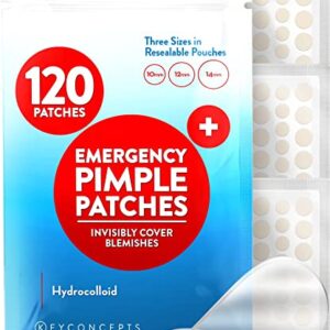 KEYCONCEPTS Pimple Patches (120 Pack), Hydrocolloid Patches - Pimple Patches for Face - Zit Patch and Pimple Stickers - Hydrocolloid Pimple Dots for Pimple - Pimple Patch - Pore Strips