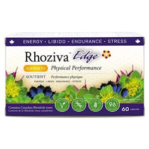Rhoziva Edge - Horny Goat Weed, Siberian Ginseng, Maca Powder ? Libido Booster for Men and Woman, Natural Stress Relief & Mood Support | Rhodiola Rosea Adaptogenic Supplement | Vegetarian Capsules 60 Count