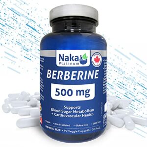 Naka Platinum Berberine, 500mg, Supports Blood Sugar Metabolism - Cardiovascular Health, Made in Canada (90 Count (Pack of 1))