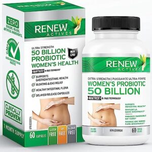 RENEW ACTIVES 50 Billion Probiotics for Women with MAKTREK Bi-Pass Technology - Microencapsulated Probiotics for Advanced Absorption, Made to Survive Stomach Acid and Reach Deep into Intestines, Probiotic 50 Billion CFU for Women?s Daily Digestive, Immune