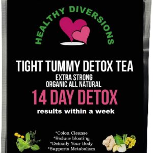 Healthy Diversions Tight Tummy Detox Tea, Extra Strength Results Within a Week Reduce Bloating Herbal Tea Bags, Wellness & Energy Support 14 Tea Bags, 2.4oz